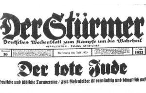 Titelblatt der Zeitung “Der Stürmer” von 1933 mit dem Titel “Der tote Jude”